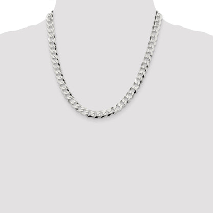 20 Inch Sterling Silver 8.5mm Flat Curb Chain Necklace