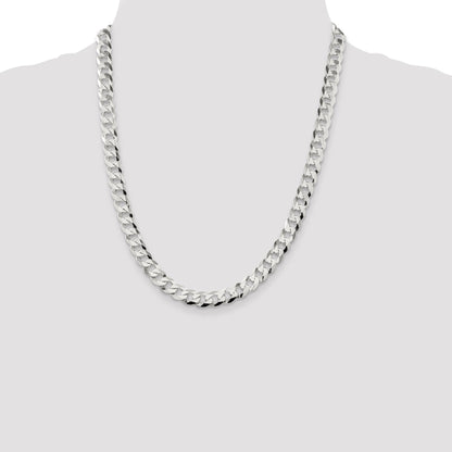 22 Inch Sterling Silver 8.5mm Flat Curb Chain Necklace