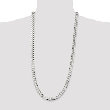 30 Inch Sterling Silver 8.5mm Flat Curb Chain Necklace