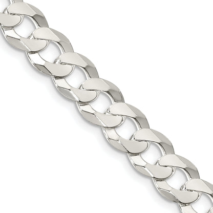 18 Inch Sterling Silver 8.5mm Flat Curb Chain Necklace