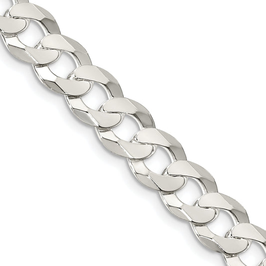 22 Inch Sterling Silver 8.5mm Flat Curb Chain Necklace