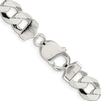 18 Inch Sterling Silver 9.75mm Flat Curb Chain Necklace