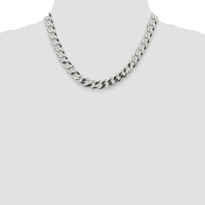 18 Inch Sterling Silver 9.75mm Flat Curb Chain Necklace