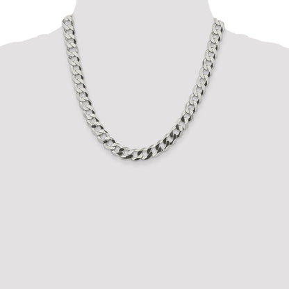 20 Inch Sterling Silver 9.75mm Flat Curb Chain Necklace
