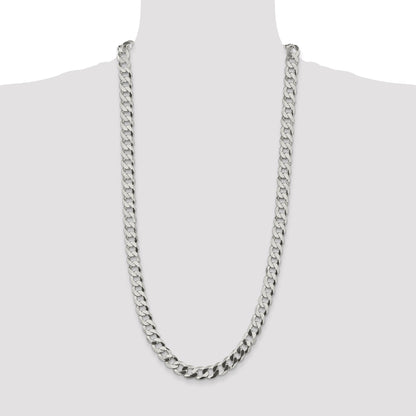 30 Inch Sterling Silver 9.75mm Flat Curb Chain Necklace