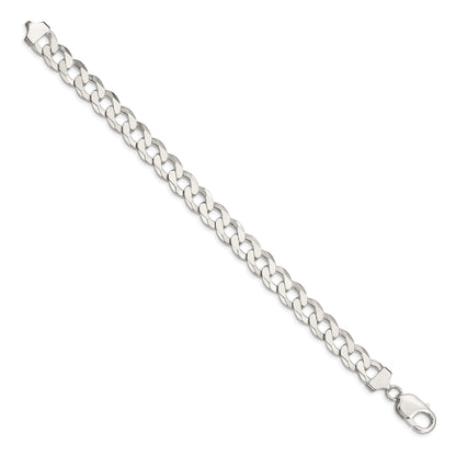 9 Inch Sterling Silver 9.75mm Flat Curb Chain Bracelet