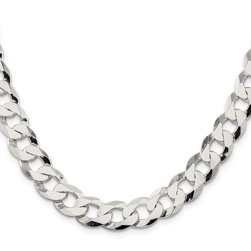 26 Inch Sterling Silver 11.75mm Flat Curb Chain Necklace