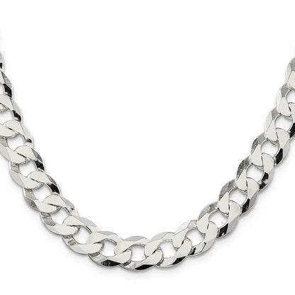 24 Inch Sterling Silver 11.75mm Flat Curb Chain Necklace