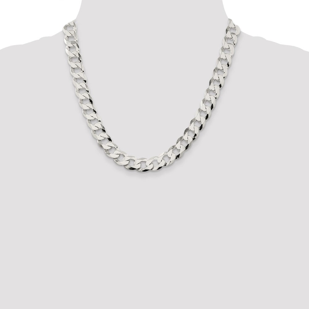 20 Inch Sterling Silver 11.75mm Flat Curb Chain Necklace