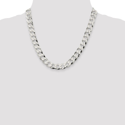 20 Inch Sterling Silver 11.75mm Flat Curb Chain Necklace