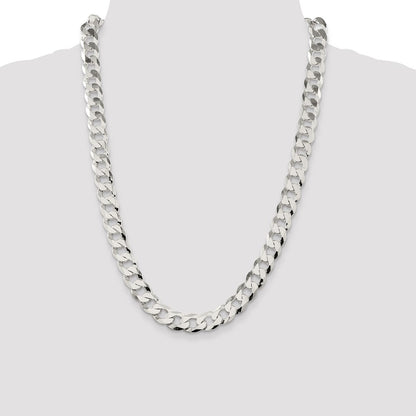 24 Inch Sterling Silver 11.75mm Flat Curb Chain Necklace