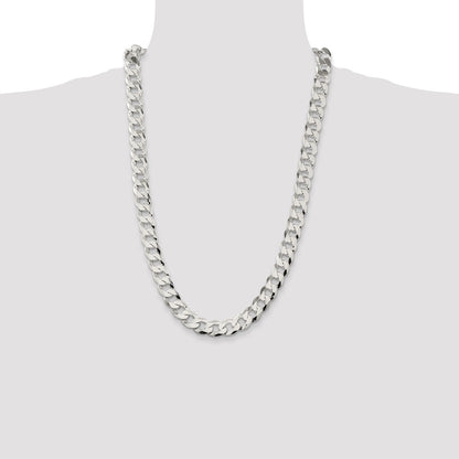 26 Inch Sterling Silver 11.75mm Flat Curb Chain Necklace