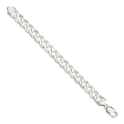 8 Inch Sterling Silver 11.75mm Flat Curb Chain Bracelet