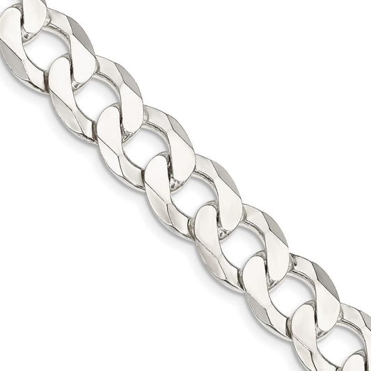 26 Inch Sterling Silver 11.75mm Flat Curb Chain Necklace