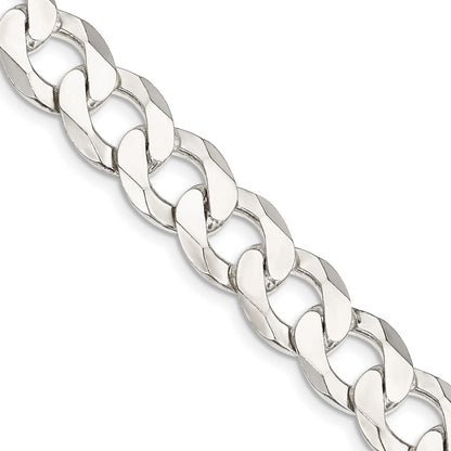 24 Inch Sterling Silver 11.75mm Flat Curb Chain Necklace