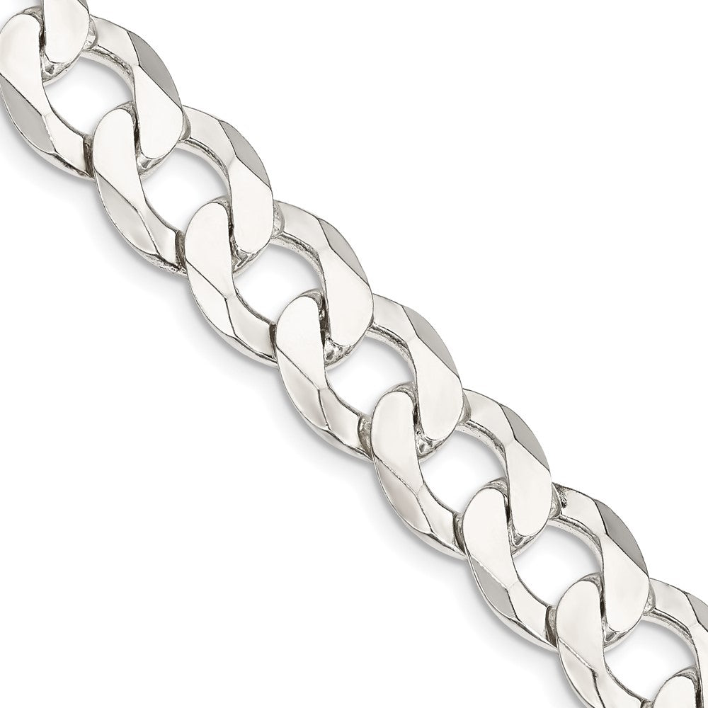 22 Inch Sterling Silver 11.75mm Flat Curb Chain Necklace