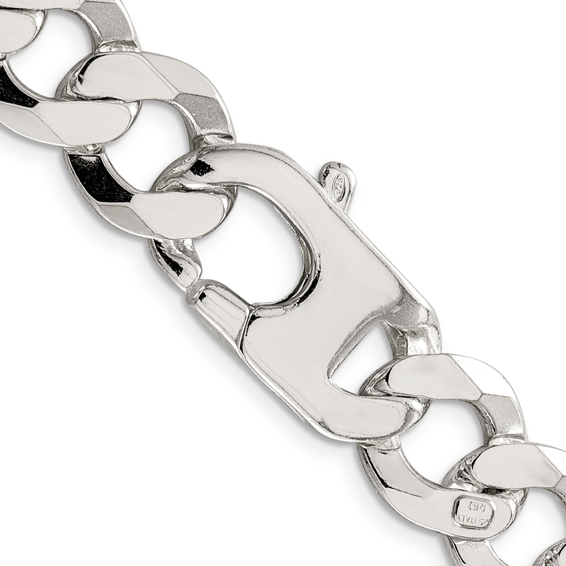 20 Inch Sterling Silver 14mm Flat Curb Chain Necklace
