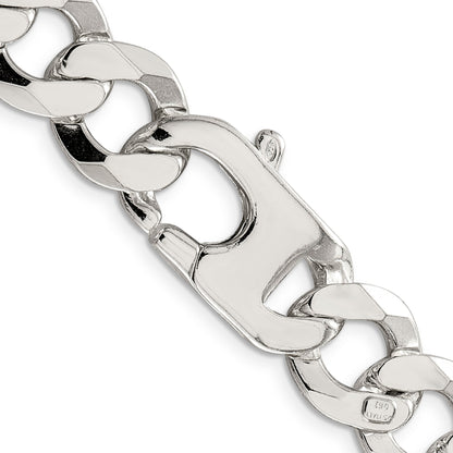 20 Inch Sterling Silver 14mm Flat Curb Chain Necklace