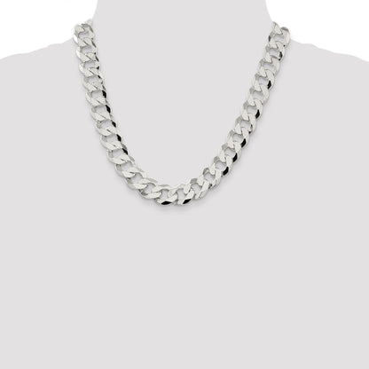 20 Inch Sterling Silver 14mm Flat Curb Chain Necklace