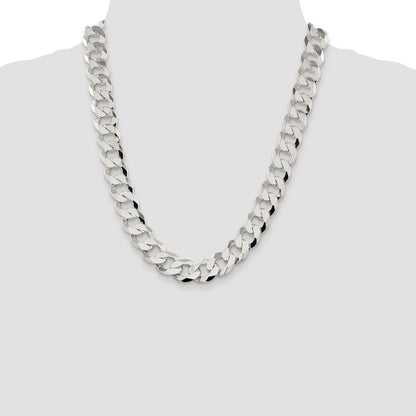 22 Inch Sterling Silver 14mm Flat Curb Chain Necklace