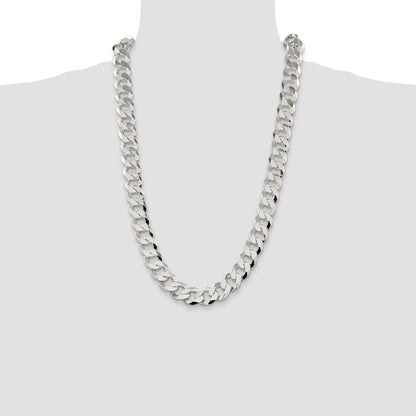 26 Inch Sterling Silver 14mm Flat Curb Chain Necklace