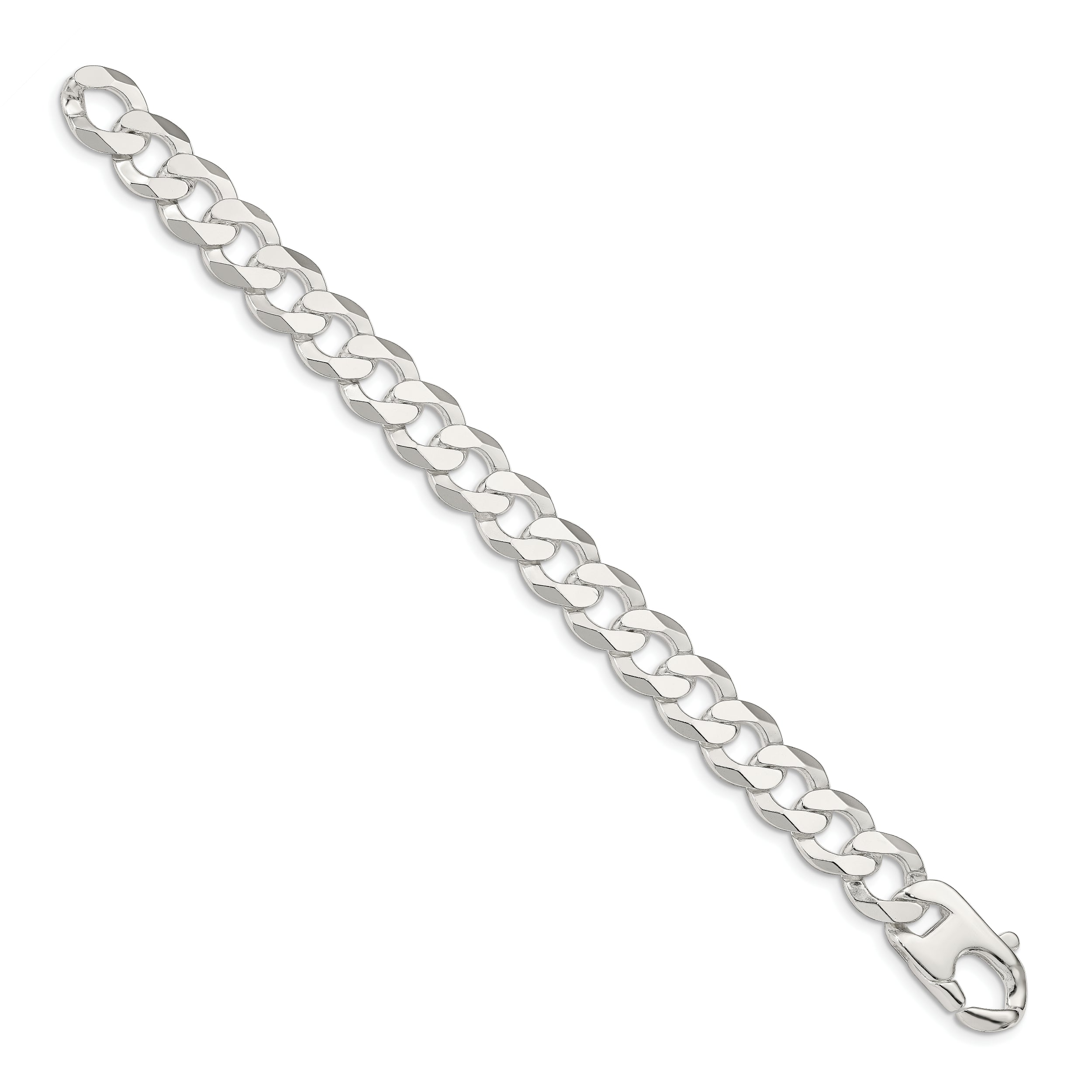 9 Inch Sterling Silver 14mm Flat Curb Chain Bracelet
