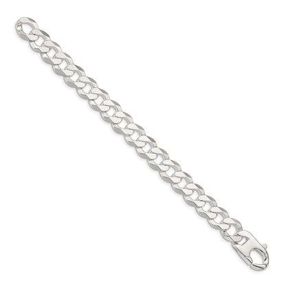 9 Inch Sterling Silver 14mm Flat Curb Chain Bracelet
