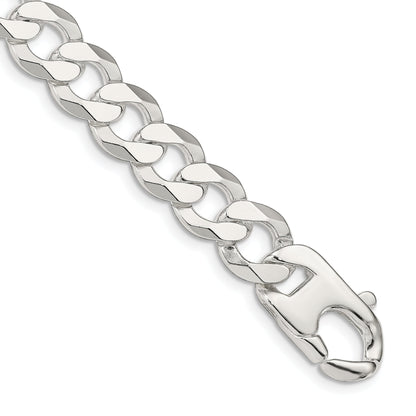 9 Inch Sterling Silver 14mm Flat Curb Chain Bracelet