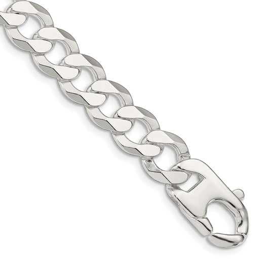9 Inch Sterling Silver 14mm Flat Curb Chain Bracelet