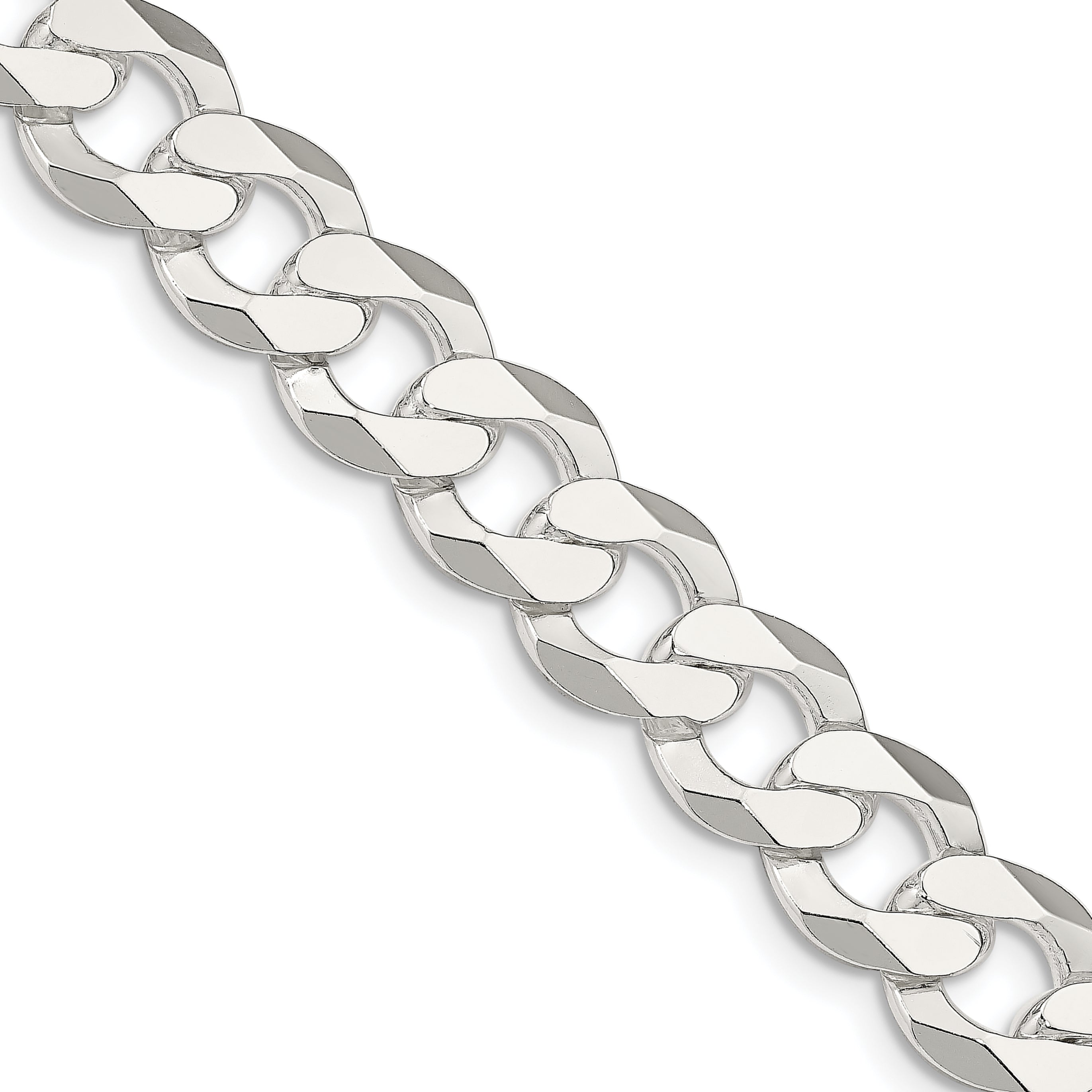 24 Inch Sterling Silver 14mm Flat Curb Chain Necklace