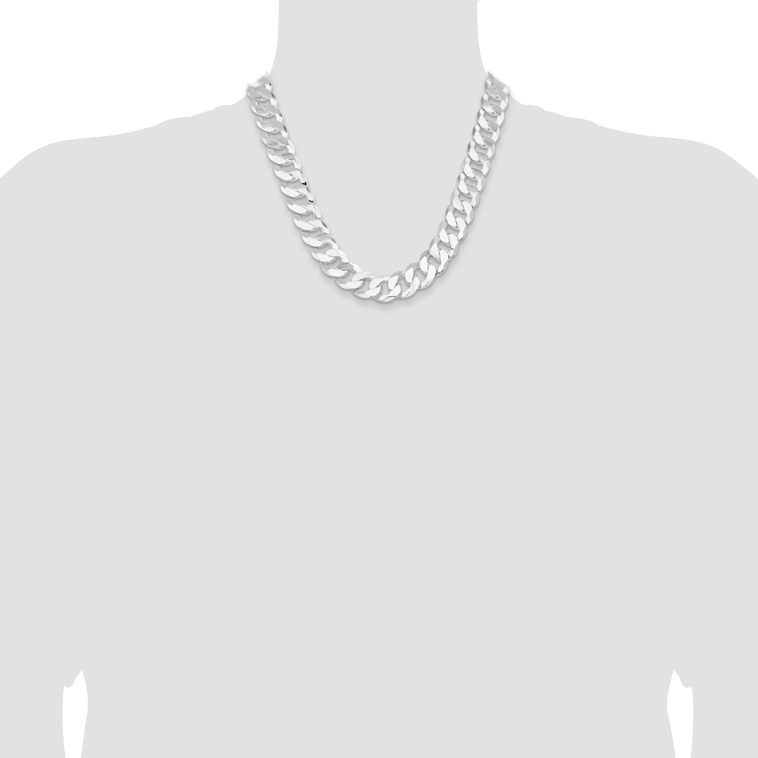 20 Inch Sterling Silver 16mm Flat Curb Chain Necklace