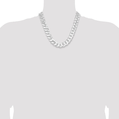 20 Inch Sterling Silver 16mm Flat Curb Chain Necklace