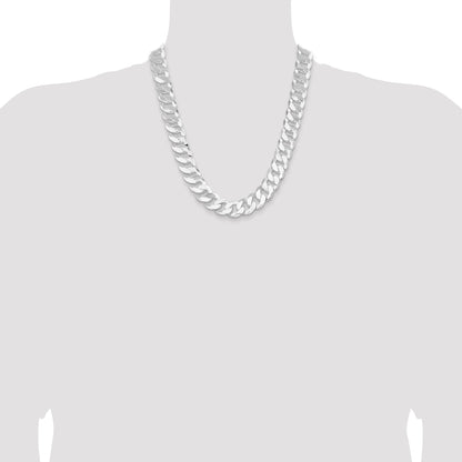22 Inch Sterling Silver 16mm Flat Curb Chain Necklace