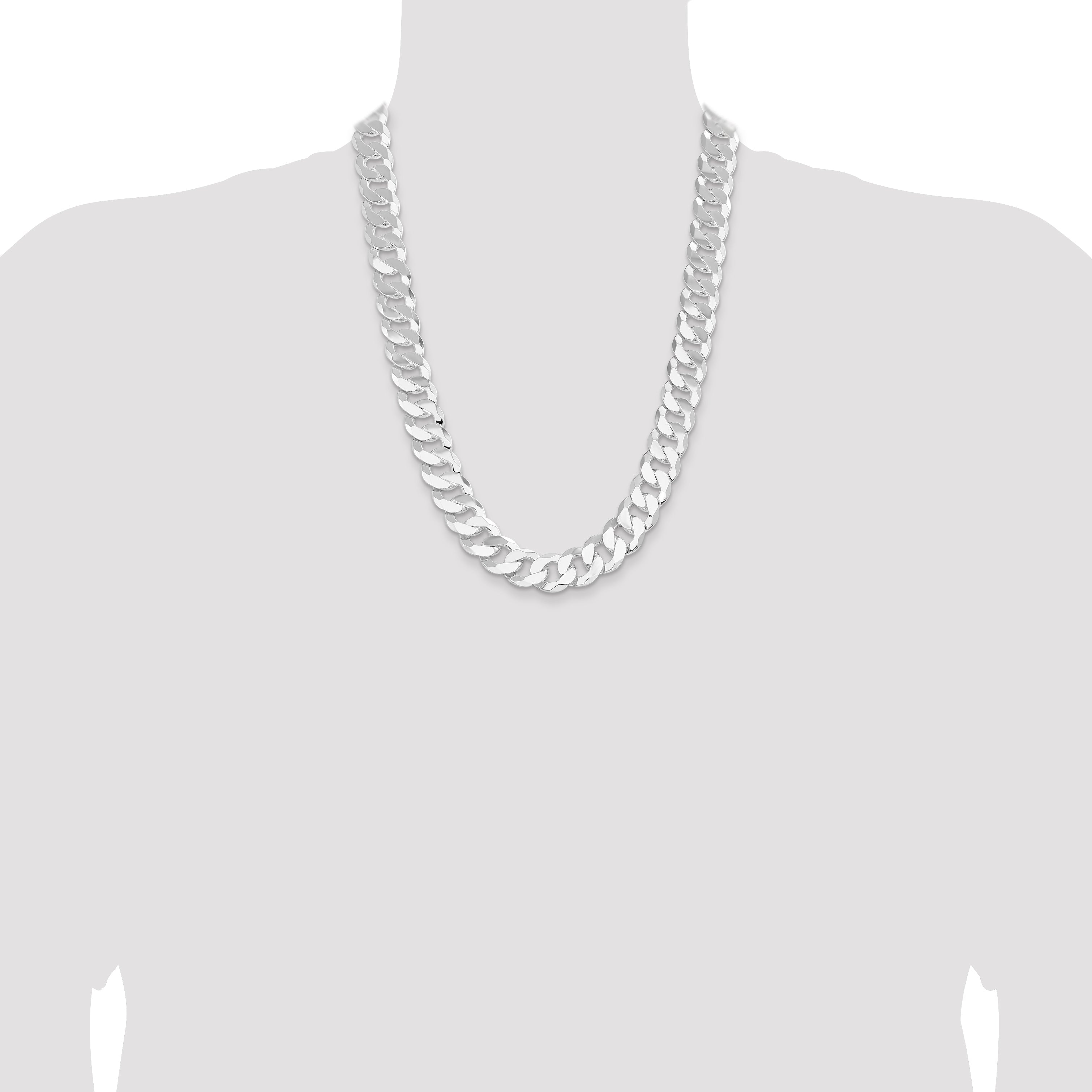 24 Inch Sterling Silver 16mm Flat Curb Chain Necklace