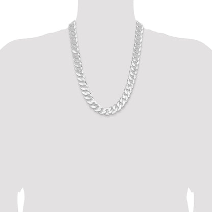 24 Inch Sterling Silver 16mm Flat Curb Chain Necklace