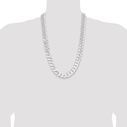 26 Inch Sterling Silver 16mm Flat Curb Chain Necklace