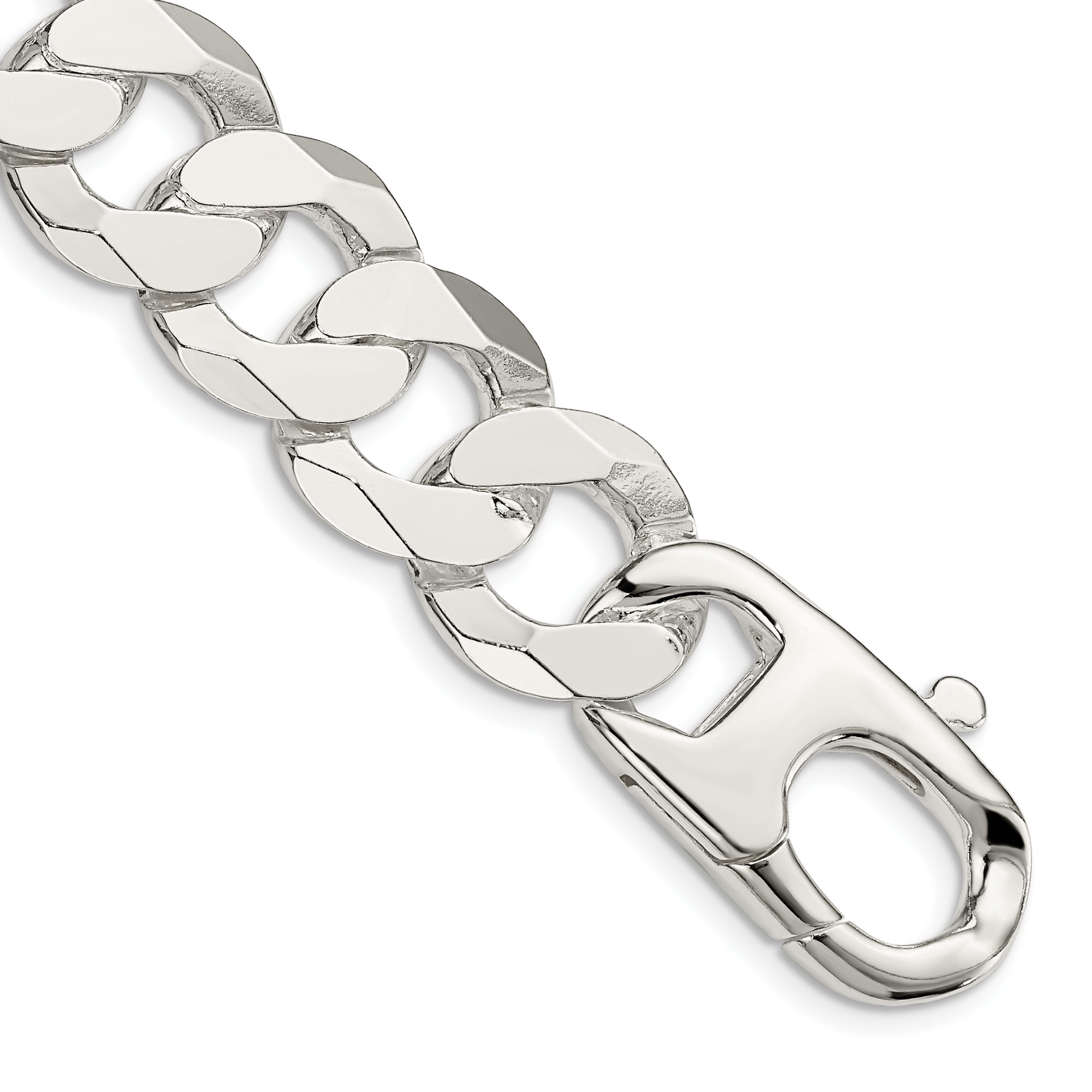 9 Inch Sterling Silver 16mm Flat Curb Chain Bracelet