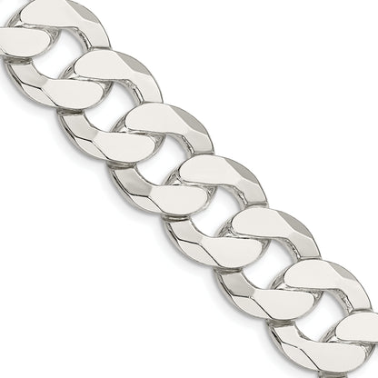 22 Inch Sterling Silver 16mm Flat Curb Chain Necklace