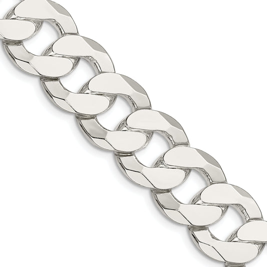 26 Inch Sterling Silver 16mm Flat Curb Chain Necklace