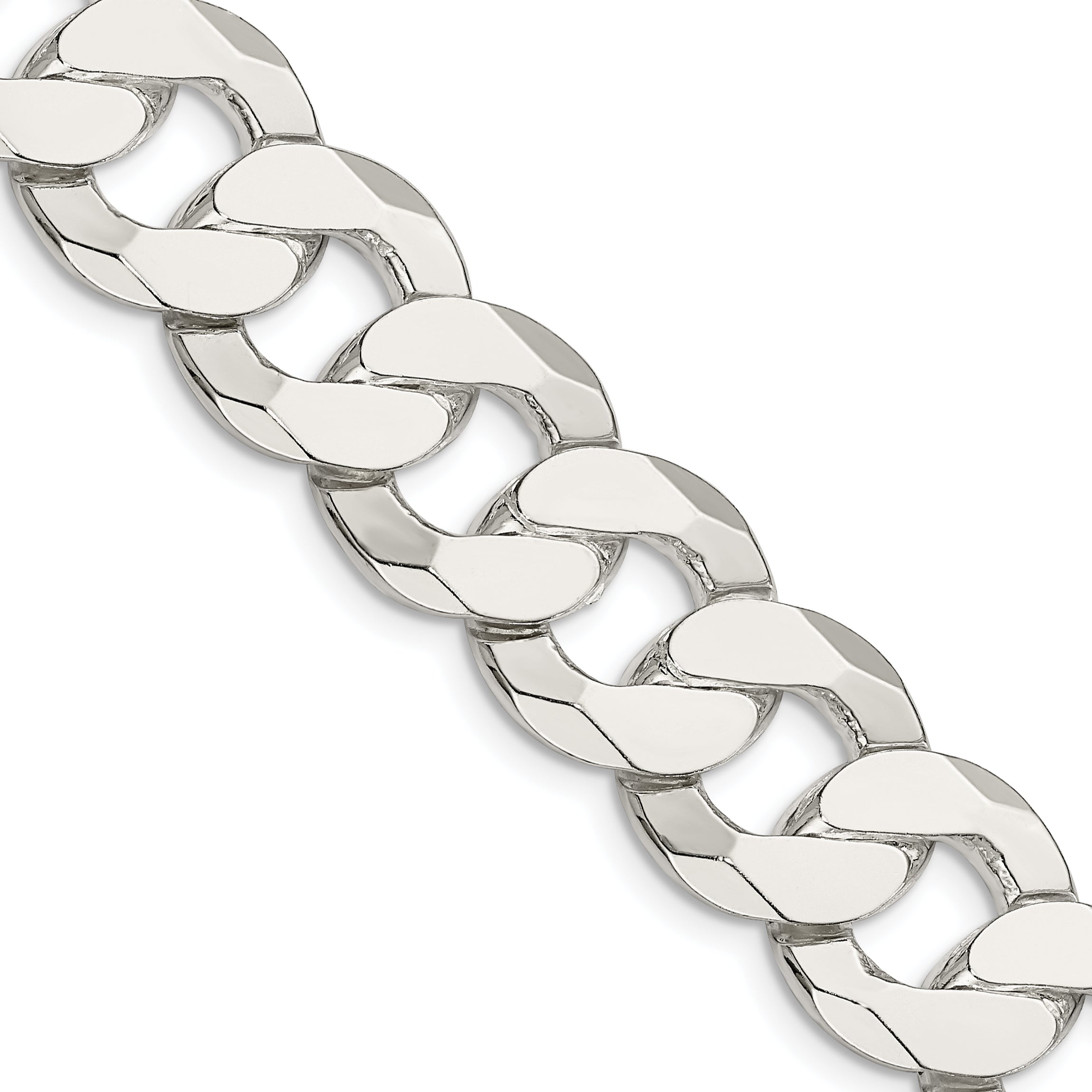 24 Inch Sterling Silver 16mm Flat Curb Chain Necklace