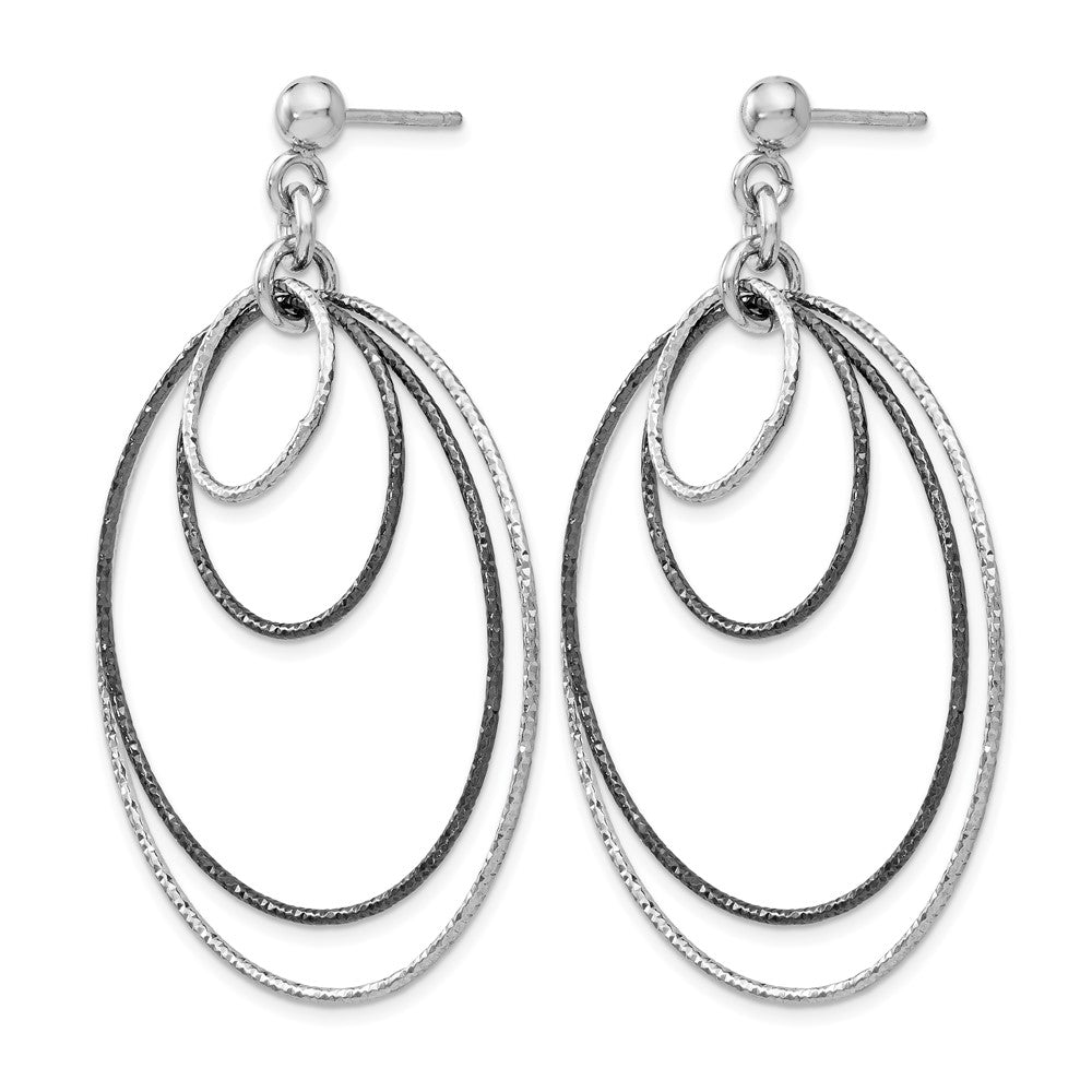 Sterling Silver Ss And Ruthenium Plated D/C Post Hoop Earrings