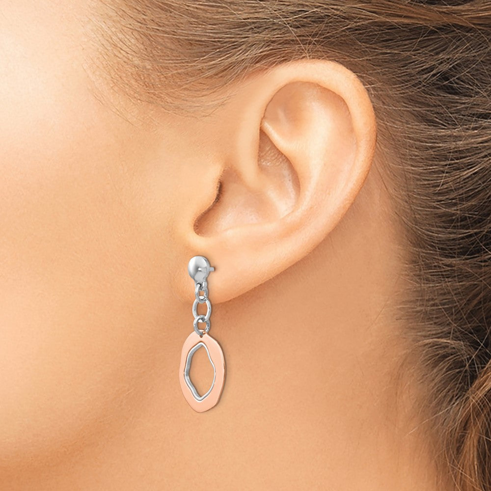 Ss/Gold Plated Sterling Silver Rose Gold-Plated Post Dangle Earrings