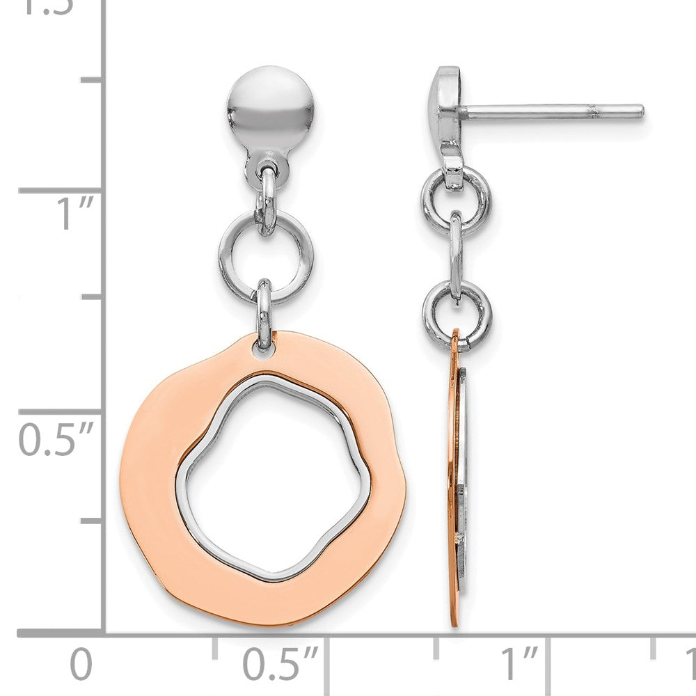 Ss/Gold Plated Sterling Silver Rose Gold-Plated Post Dangle Earrings