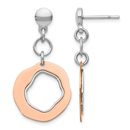 Ss/Gold Plated Sterling Silver Rose Gold-Plated Post Dangle Earrings