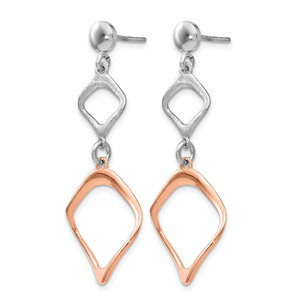 Ss/Gold Plated Sterling Silver Rose Gold-Plated Post Dangle Earrings