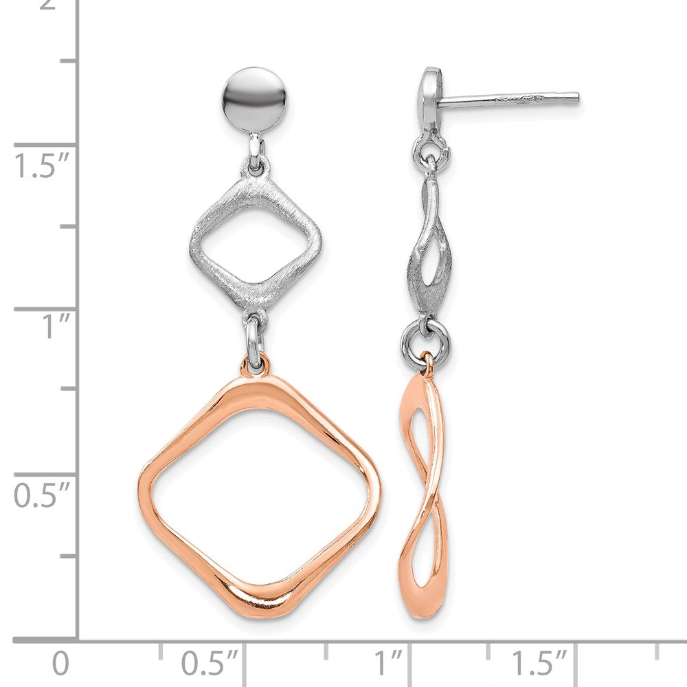 Ss/Gold Plated Sterling Silver Rose Gold-Plated Post Dangle Earrings