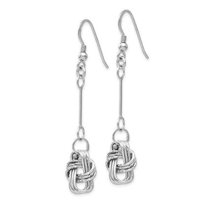 Sterling Silver Polished & Dc Shepherd Hook Dangle Earrings