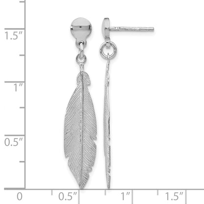 Sterling Silver Rhodium-Plated Leaf Post Dangle Earrings
