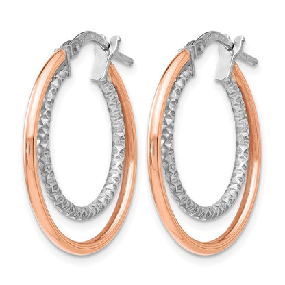 Sterling Silver Rose-Tone D/C Hoop Earrings