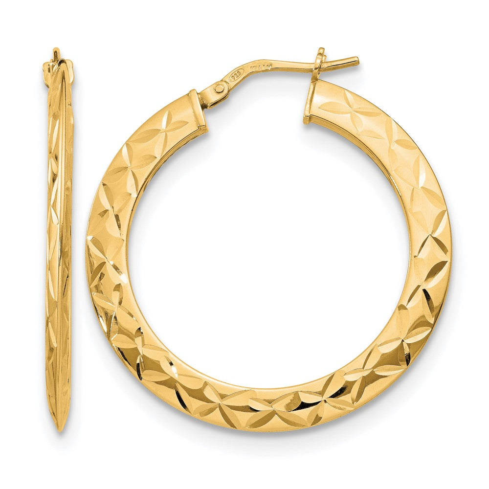 Sterling Silver Gold Tone Polished And D/C Hoop Earrings